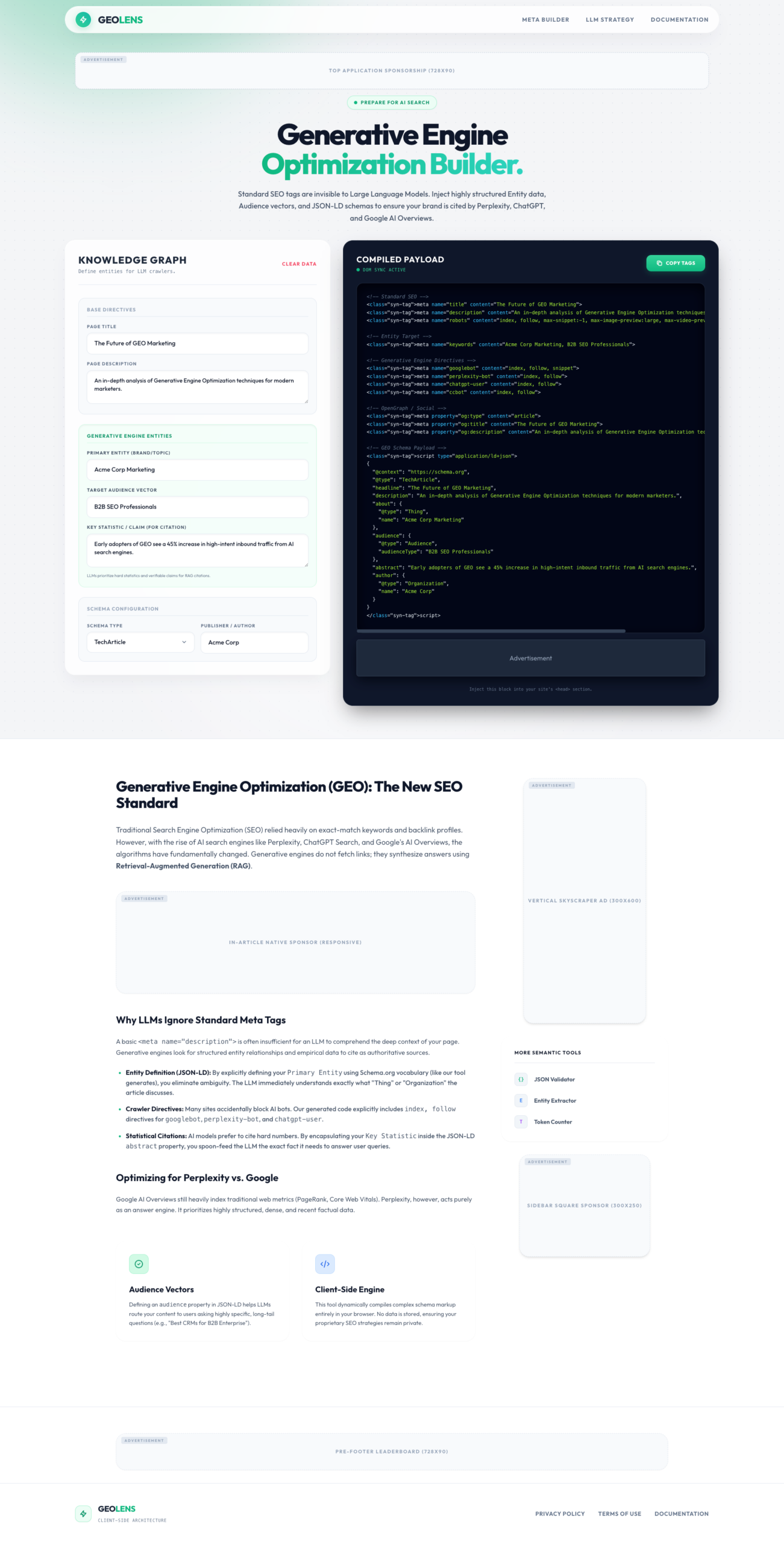 Generative Engine Optimization (GEO) Meta Tag Builder